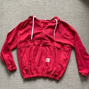 Red half zip anorak